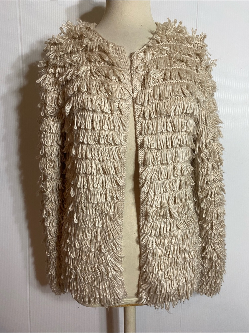 Textured Loop Knit Cardigan - Cream